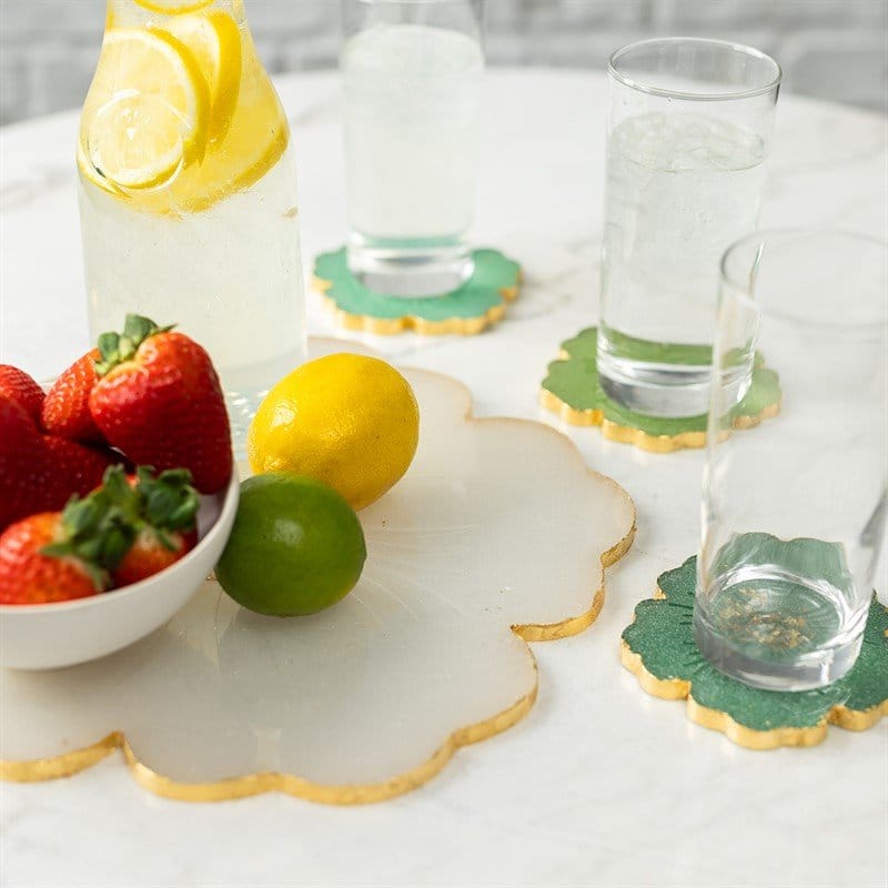 tropical tray and coasters resin set from chalk couture